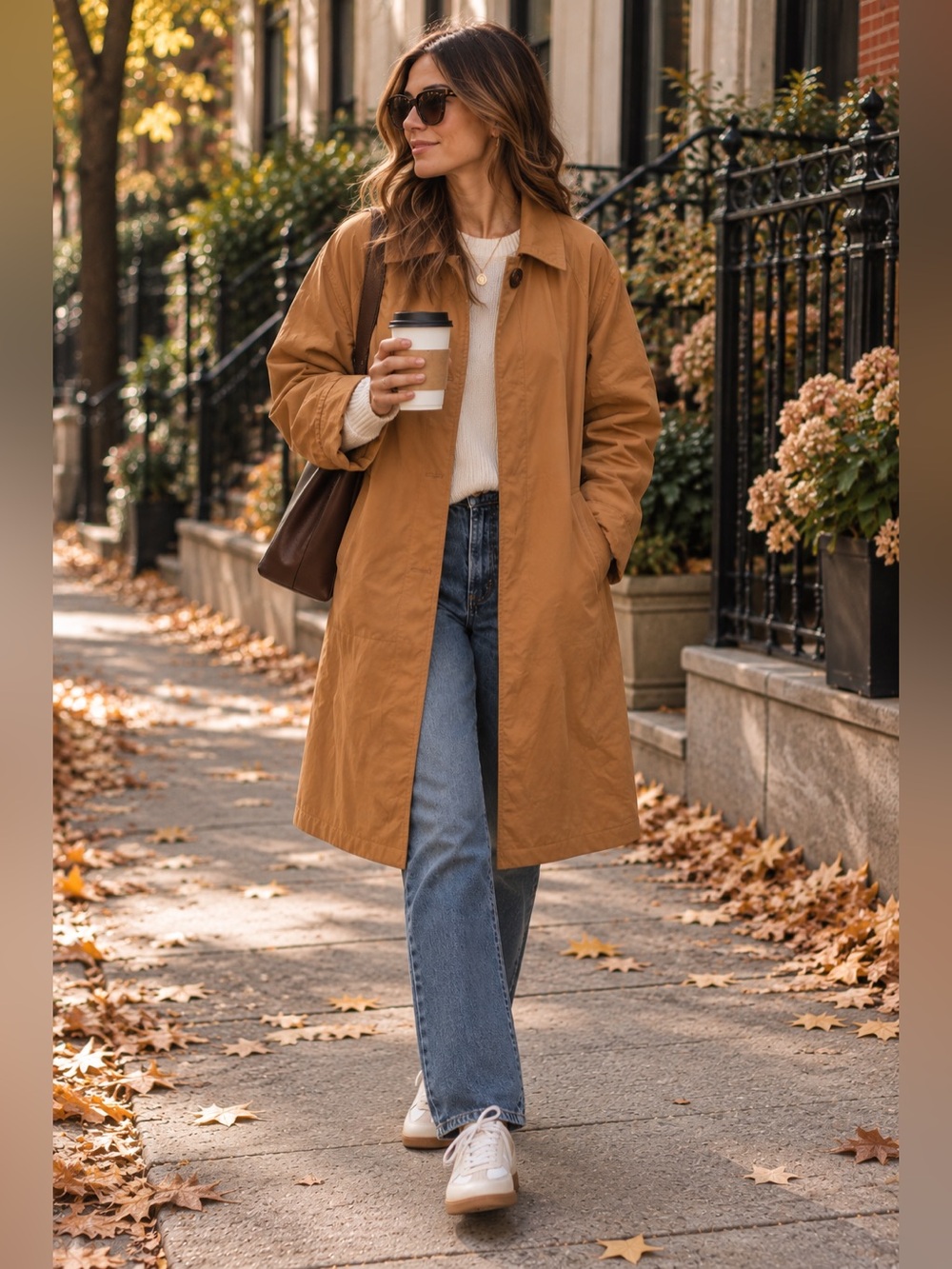Everlane Tan Brown Long Mac Trench Coat Minimalist Jacket Size S/M